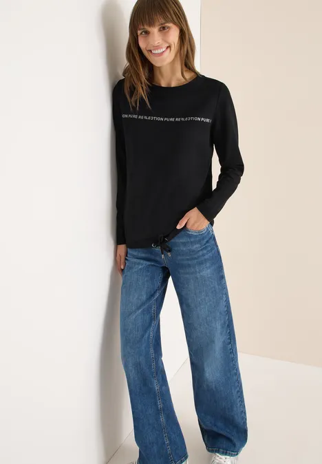 Langarmshirt mit Wording Black