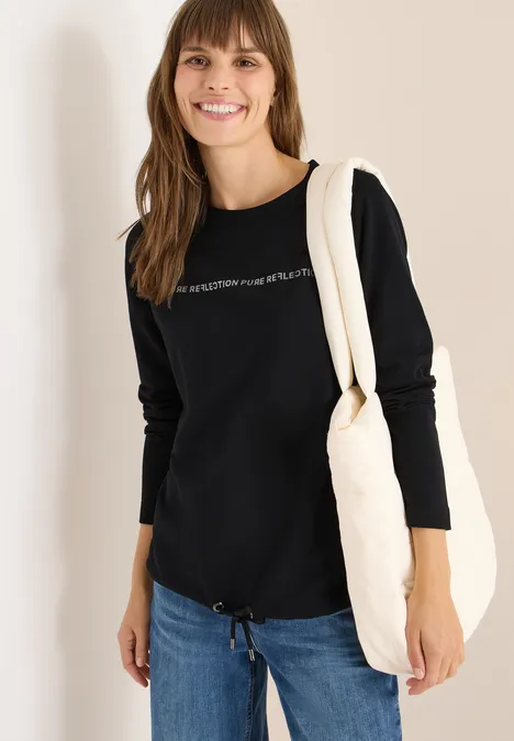 Langarmshirt mit Wording Black