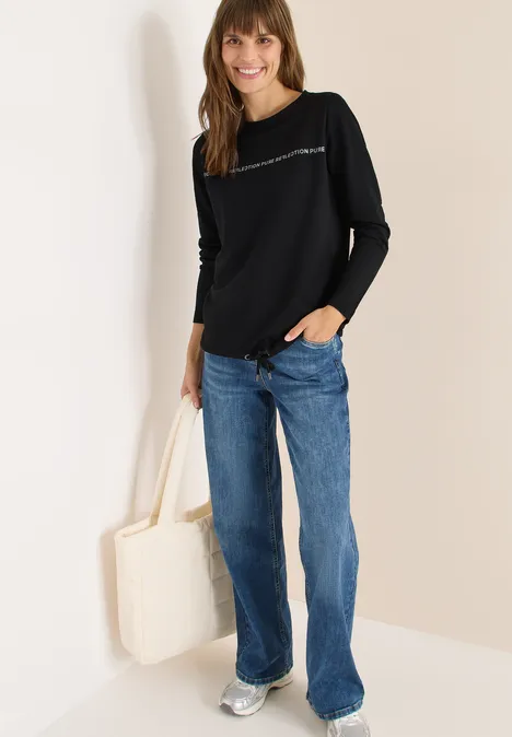 Langarmshirt mit Wording Black