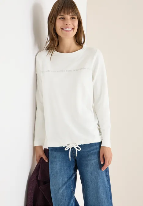 Langarmshirt mit Wording vanilla white