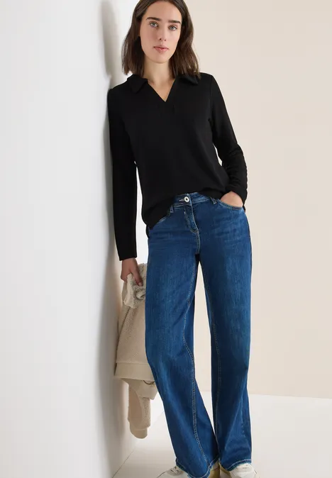 Poloshirt met gebreide look Black