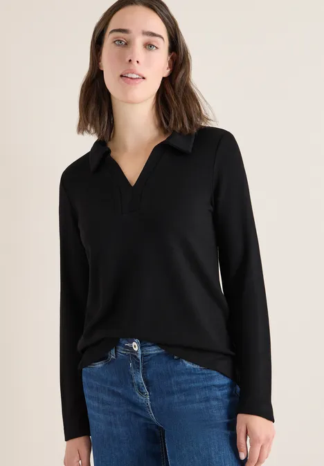 Poloshirt met gebreide look Black