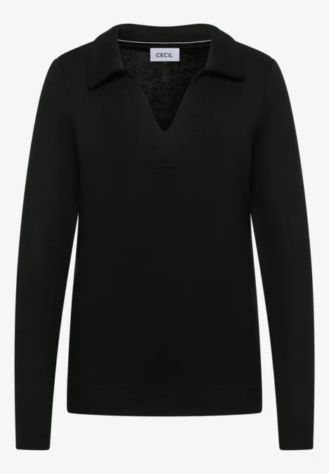 Poloshirt met gebreide look Black