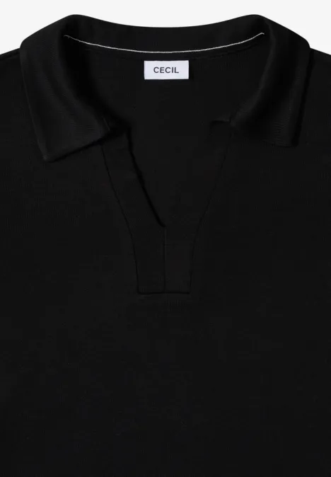 Poloshirt met gebreide look Black