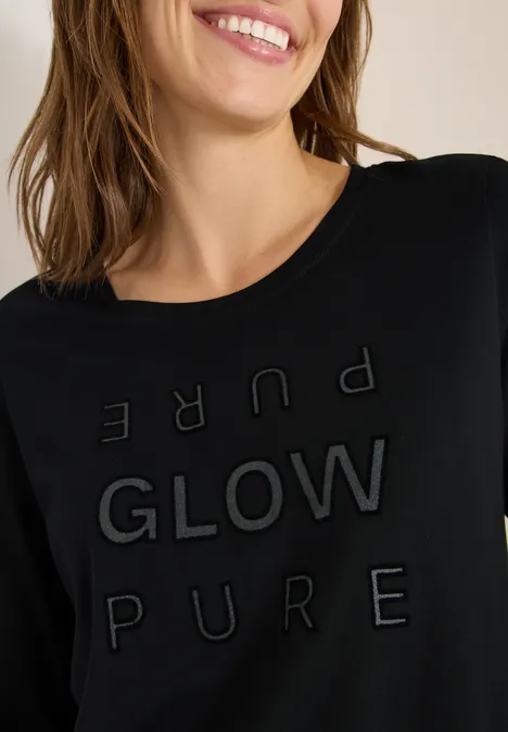 Shirt met glitter tekst Black