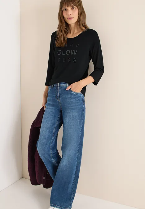 Shirt met glitter tekst Black