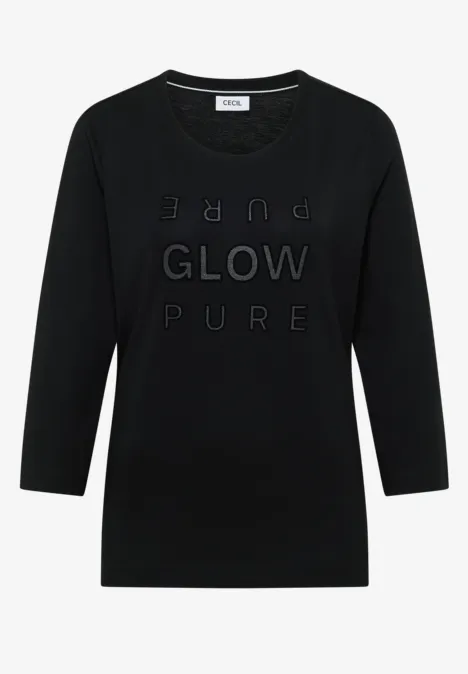 Shirt met glitter tekst Black