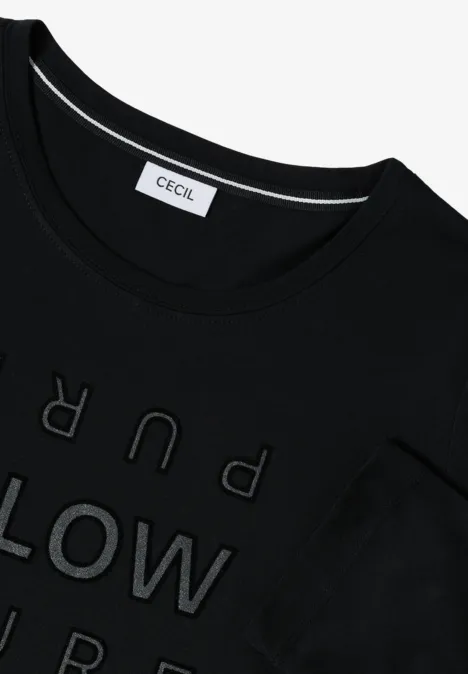 Shirt met glitter tekst Black