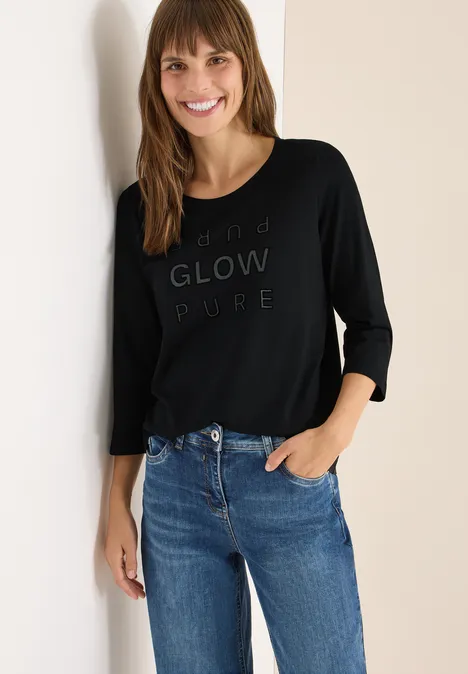 Shirt met glitter tekst Black