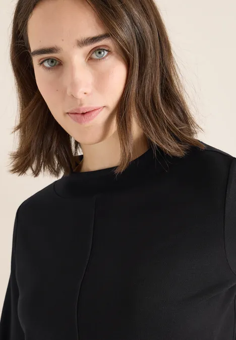 Funnelneck Shirt in Unifarbe Black Funnelneck Shirt in Unifarbe Black