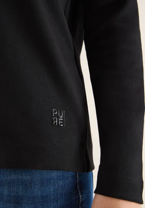 Funnelneck Shirt in Unifarbe Black Funnelneck Shirt in Unifarbe Black