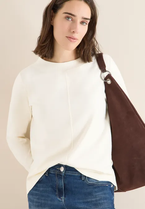 Funnelneck Shirt in Unifarbe creamy white Funnelneck Shirt in Unifarbe creamy white