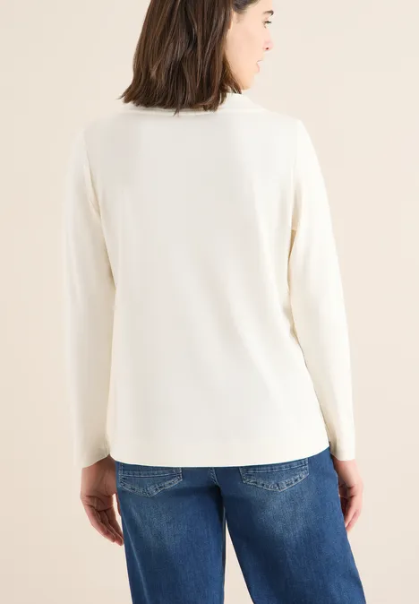 Funnelneck Shirt in Unifarbe creamy white Funnelneck Shirt in Unifarbe creamy white