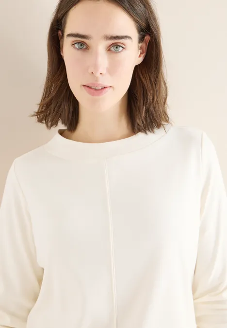 Funnelneck Shirt in Unifarbe creamy white Funnelneck Shirt in Unifarbe creamy white