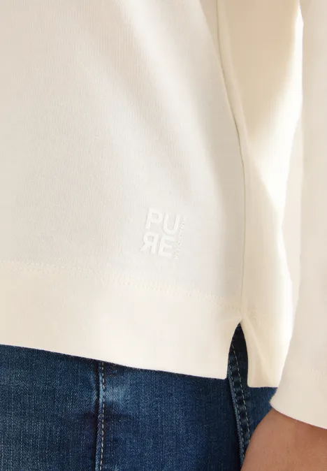 Funnelneck Shirt in Unifarbe creamy white Funnelneck Shirt in Unifarbe creamy white
