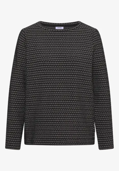 Shirt met structuur, tweekleurig Black