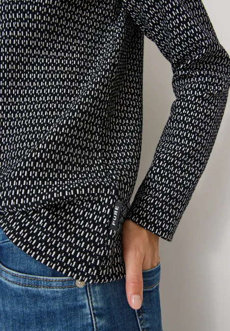 Shirt met structuur, tweekleurig Black