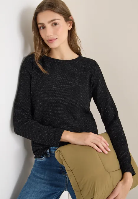 Glitzer Strukturshirt Black