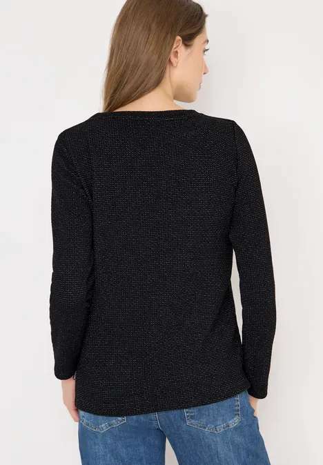 Glitzer Strukturshirt Black