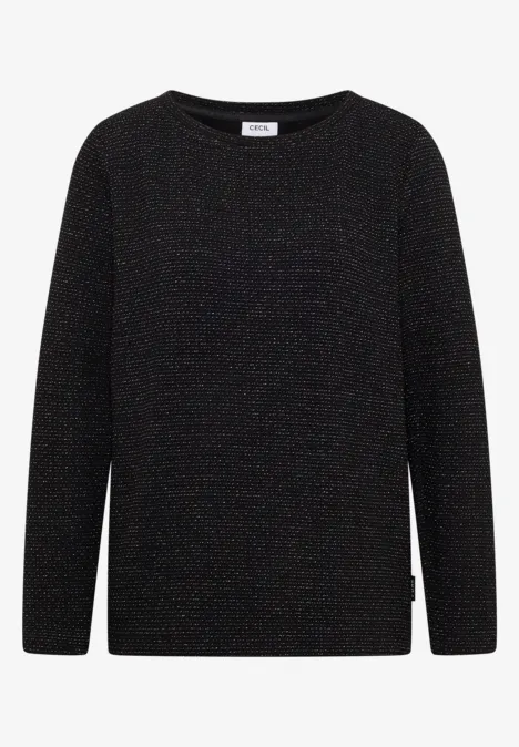 Glitzer Strukturshirt Black