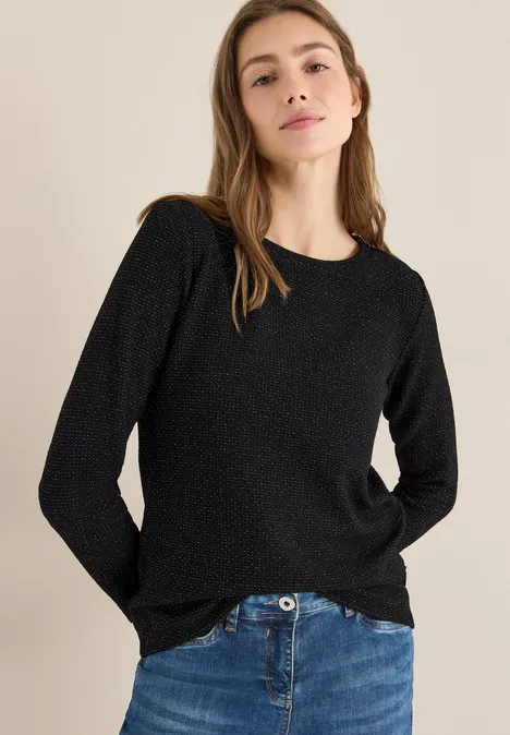 Glitzer Strukturshirt Black