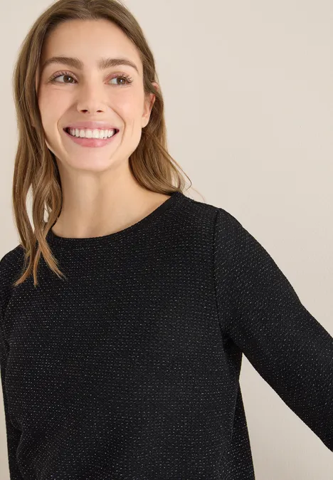 Glitzer Strukturshirt Black