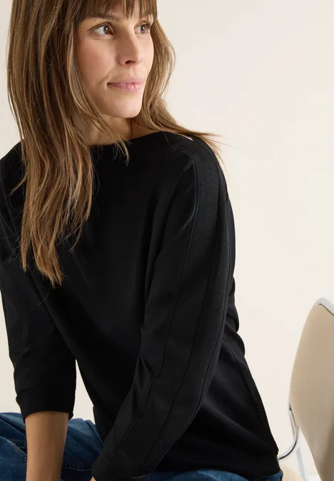 Batwing Shirt mit Tape Black Batwing Shirt mit Tape Black