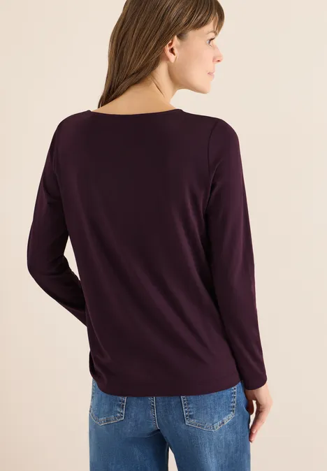 T-shirt basique avec fronces eggplant red