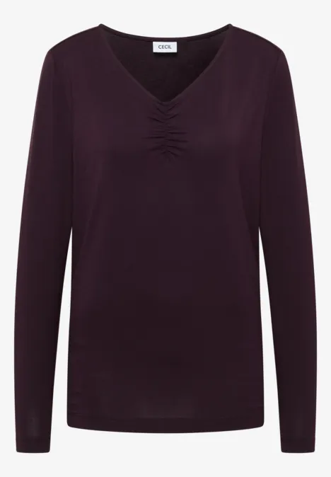 T-shirt basique avec fronces eggplant red