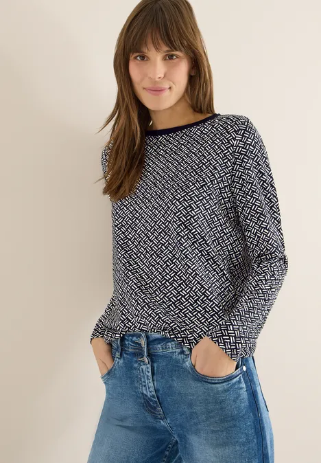 Gemustertes Shirt light greige