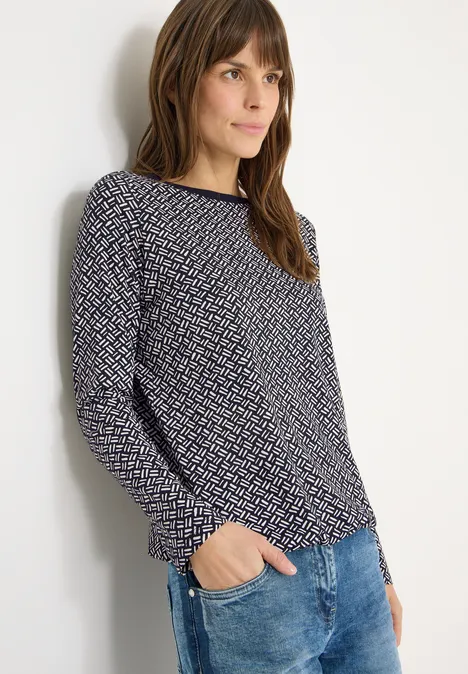 Gemustertes Shirt light greige