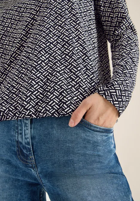 Gemustertes Shirt light greige