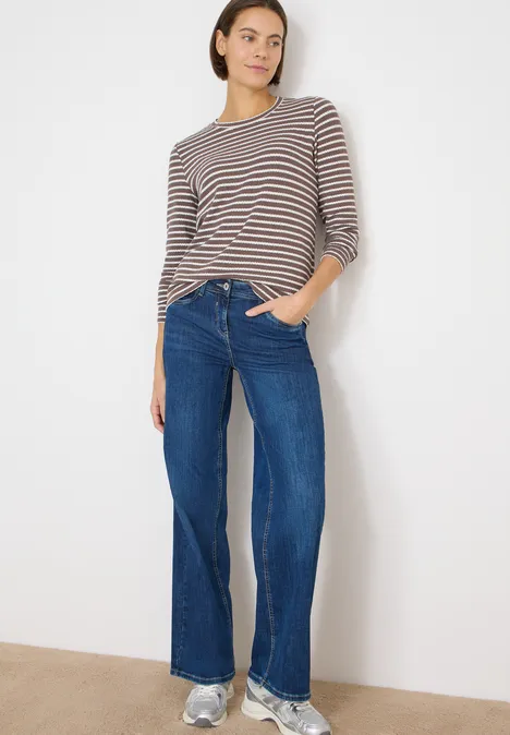 Gestreiftes Langarmshirt urban taupe