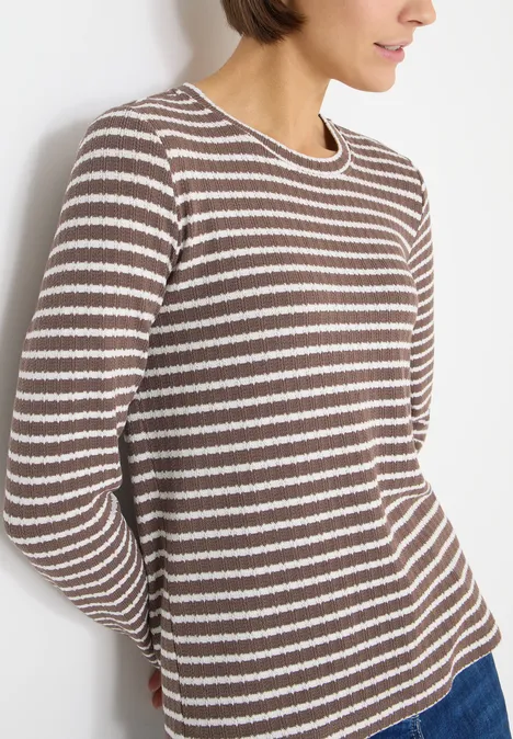 Gestreiftes Langarmshirt urban taupe