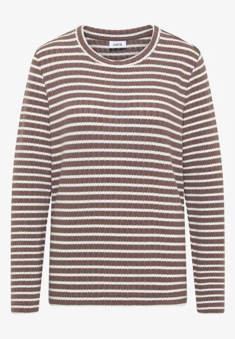 Gestreiftes Langarmshirt urban taupe