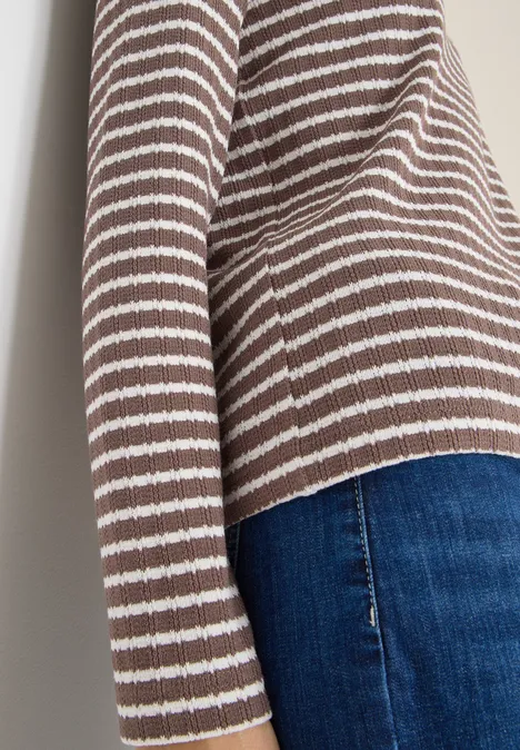 Gestreiftes Langarmshirt urban taupe
