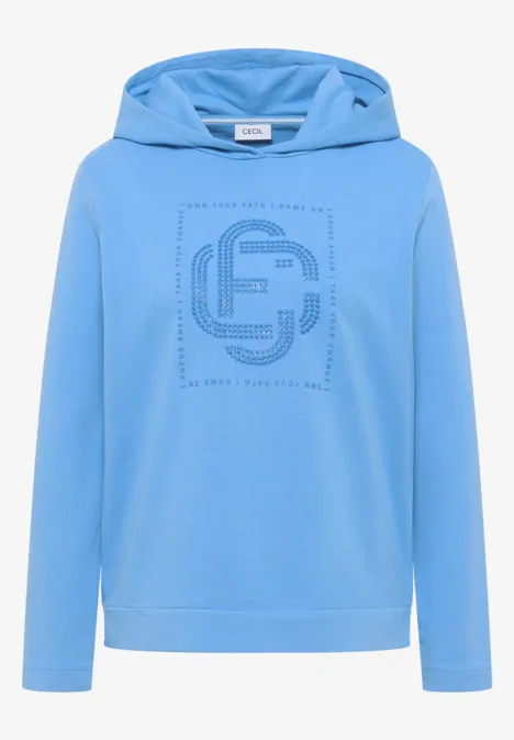 Hoodie z ozdobnymi kamieniami fountain blue