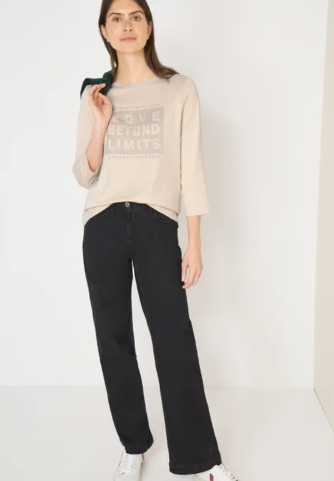 Shirt met edelstenen pearl beige