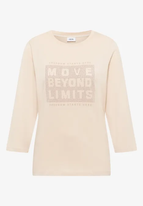 Shirt mit Schmucksteinen pearl beige