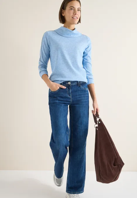 Melange Shirt mit Tape fountain blue melange Melange Shirt mit Tape fountain blue melange