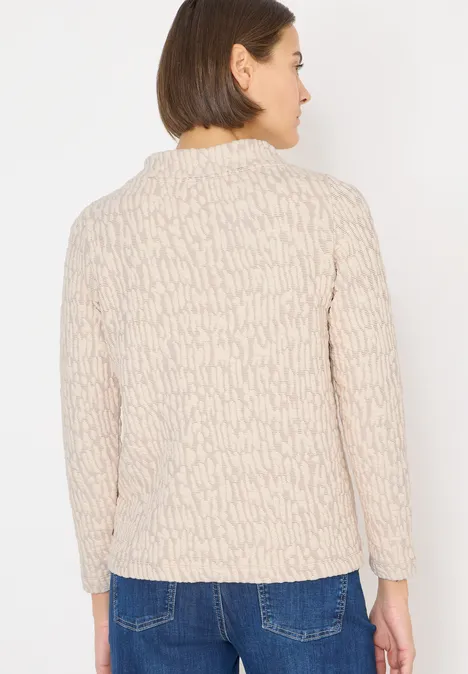 Jacquard Funnel Neck Shirt pearl beige