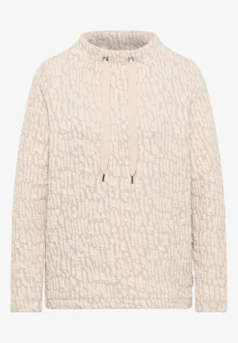 Jacquard Funnel Neck Shirt pearl beige