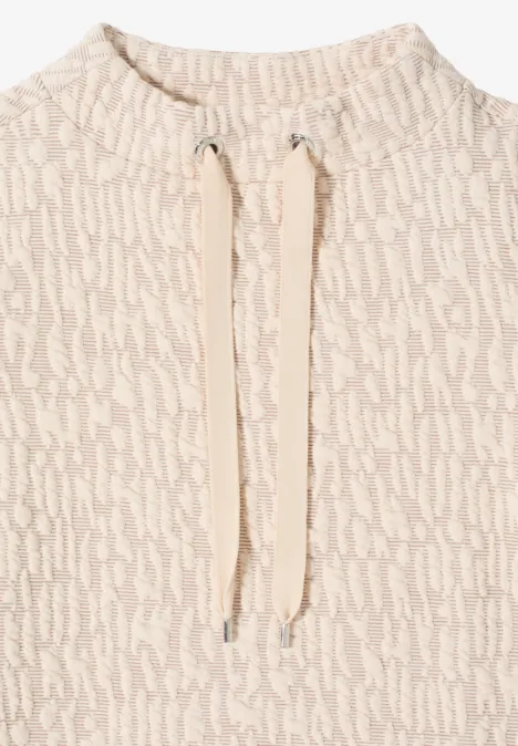 Jacquard Funnel Neck Shirt pearl beige