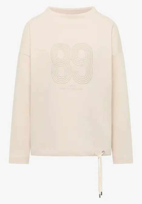 Shirt met borduursel pearl beige