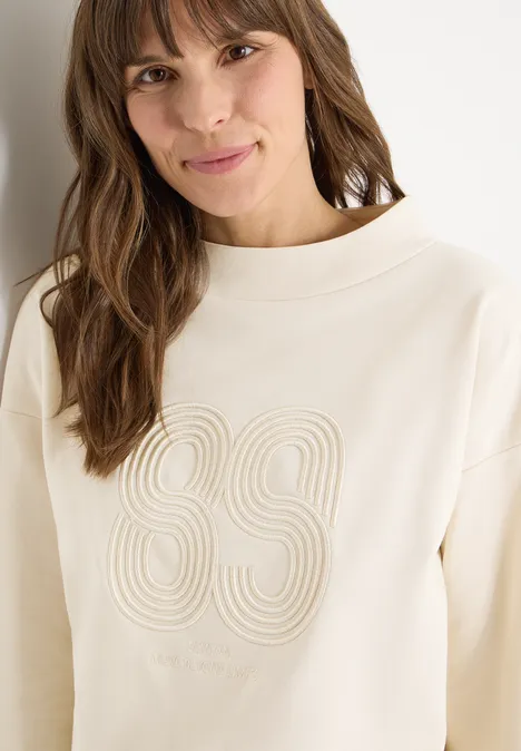 Shirt met borduursel pearl beige Shirt met borduursel pearl beige