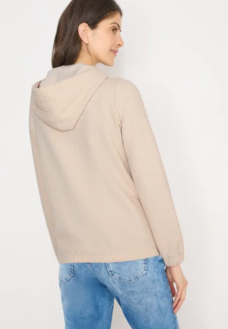 Jas met capuchon en structuur pearl beige