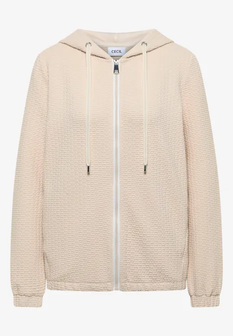 Jas met capuchon en structuur pearl beige