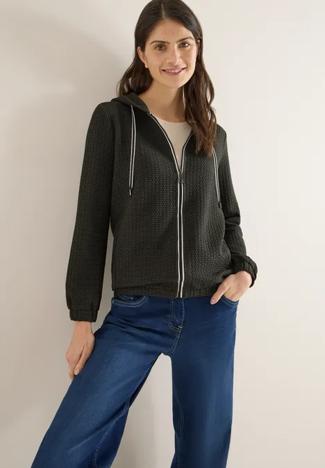 Jas met capuchon en structuur raw khaki