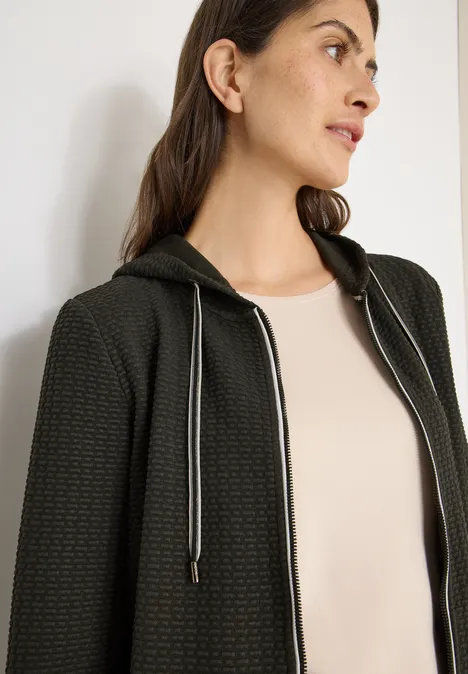 Jas met capuchon en structuur raw khaki