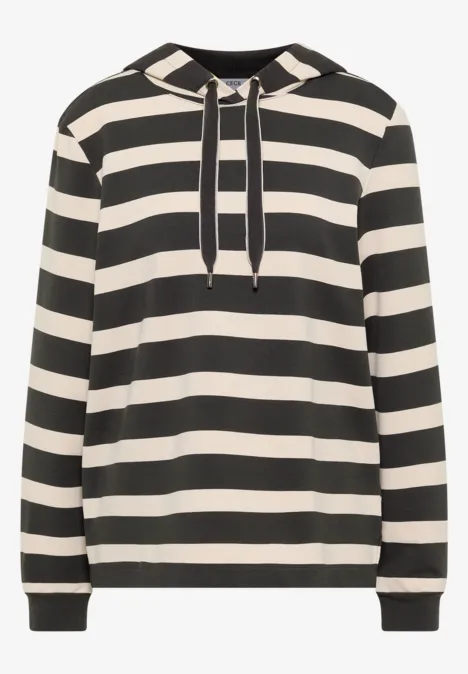 Gestreiftes Hoodie-Shirt raw khaki Gestreiftes Hoodie-Shirt raw khaki